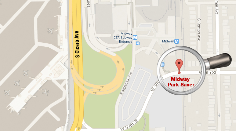 Map from Midway Park Saver to Midway Airport